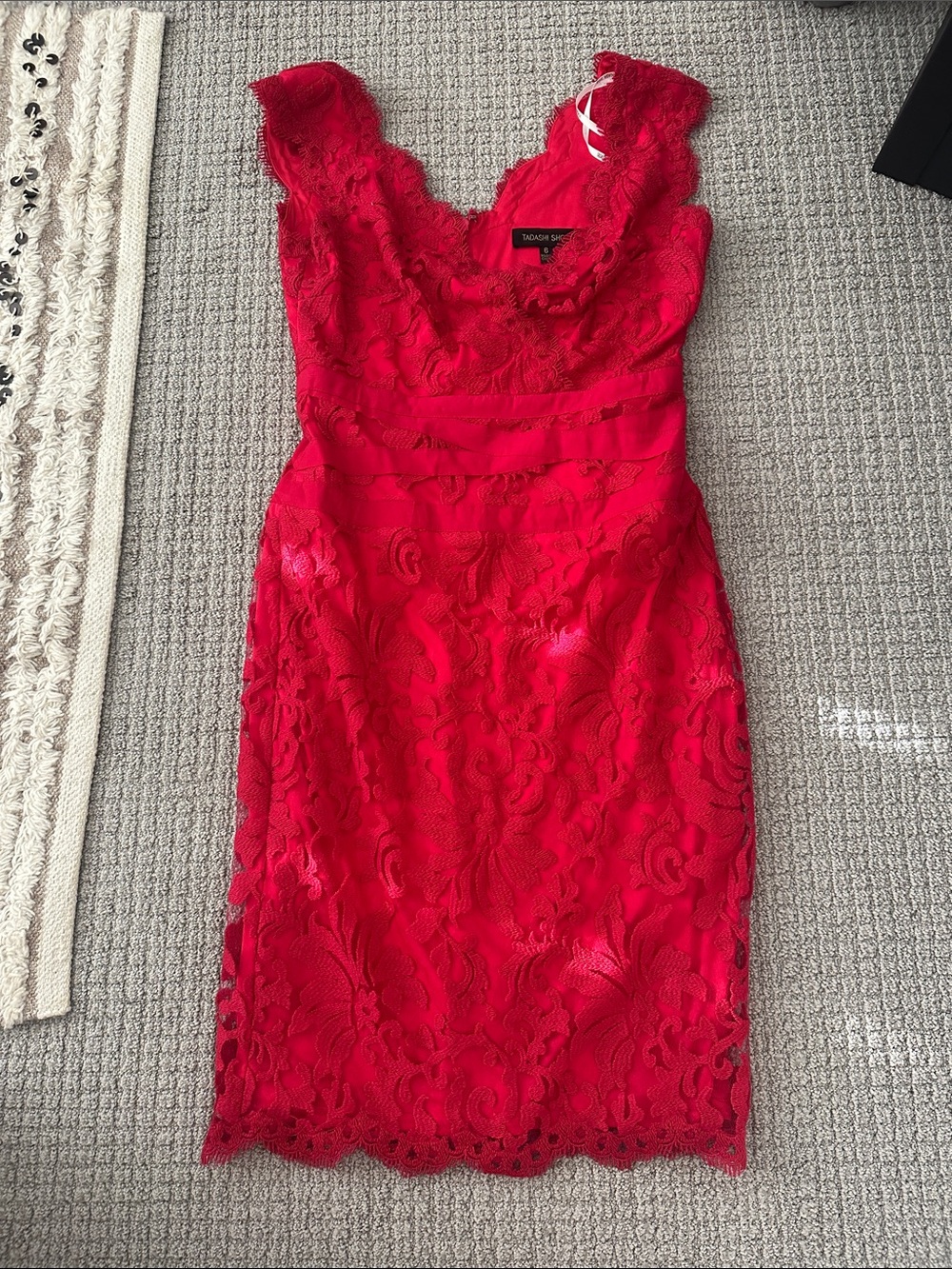 Tadashi Shoji Red Lace Sheath Dress